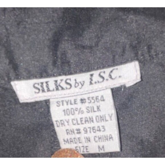 Vintage Silks by LSC Women's long shirt duster black 100% silk medium - Picture 6 of 6